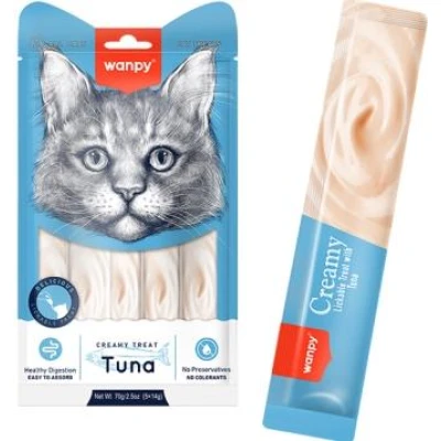 купить Wanpy Creamy Lickable Treats Tuna ВАНПІ ТУНЕЦЬ рідкі ласощі для котів, 5 стіків по 14 г в Одессы