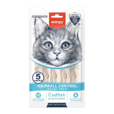 купить Wanpy Functional Creamy Lickable Treat Hairball Control ВАНПИ ДЛЯ ВЫВОДА ШЕРСТИ функциональное жидкое лакомство для кошек в Одессы
