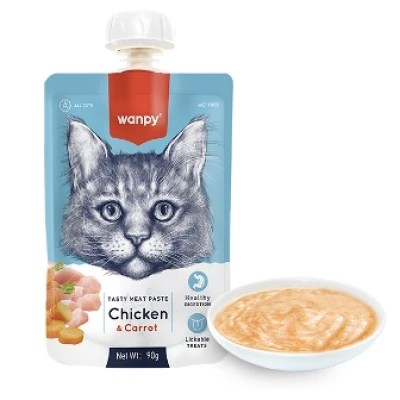 купити Wanpy Chicken & Carrot ВАНПІ КРЕМ-ПЮРЕ КУРКА З МОРКВОЮ рідкий корм для котів в Одеси