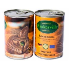 Baskerville (Баскервіль) вологий корм для котів зі смаком індичкі і яловичини 