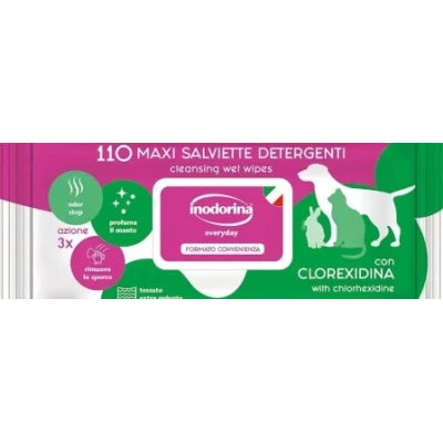 купити Вологі серветки для котів та собак Inodorina Everyday Clorexidina з хлоргексидином та морським ароматом, 110 шт в Одеси