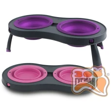 DEXAS Double Elevated Feeder Миска подвійна на складаний підставці для собак і кішок, 2 * 600мл
