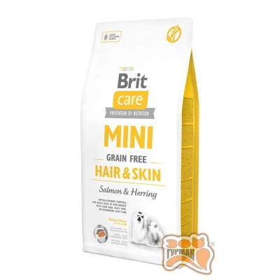 купити Brit Care GF Mini Hair and Skin беззерновий корм для краси шкіри та шерсті дорослих собак міні порід в Одеси