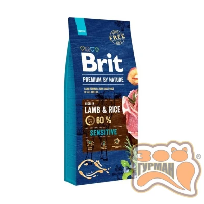купити Brit Premium Lamb and Rice SENSITIVE - корм для дорослих собак з чутливим травленням, з ягням в Одеси